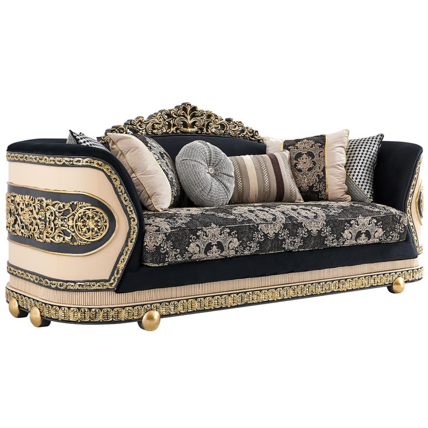 

    
Homey Design Furniture HD-9012 Sofa Gold/Black HD-S9012
