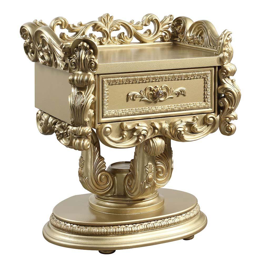 

    
Classic Gold Composite Wood Nightstand Acme Furniture Bernadette BD01475-N

