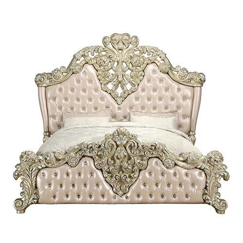 

    
Classic Gold Leather Eastern King Bed by Acme Vatican BD00461EK
