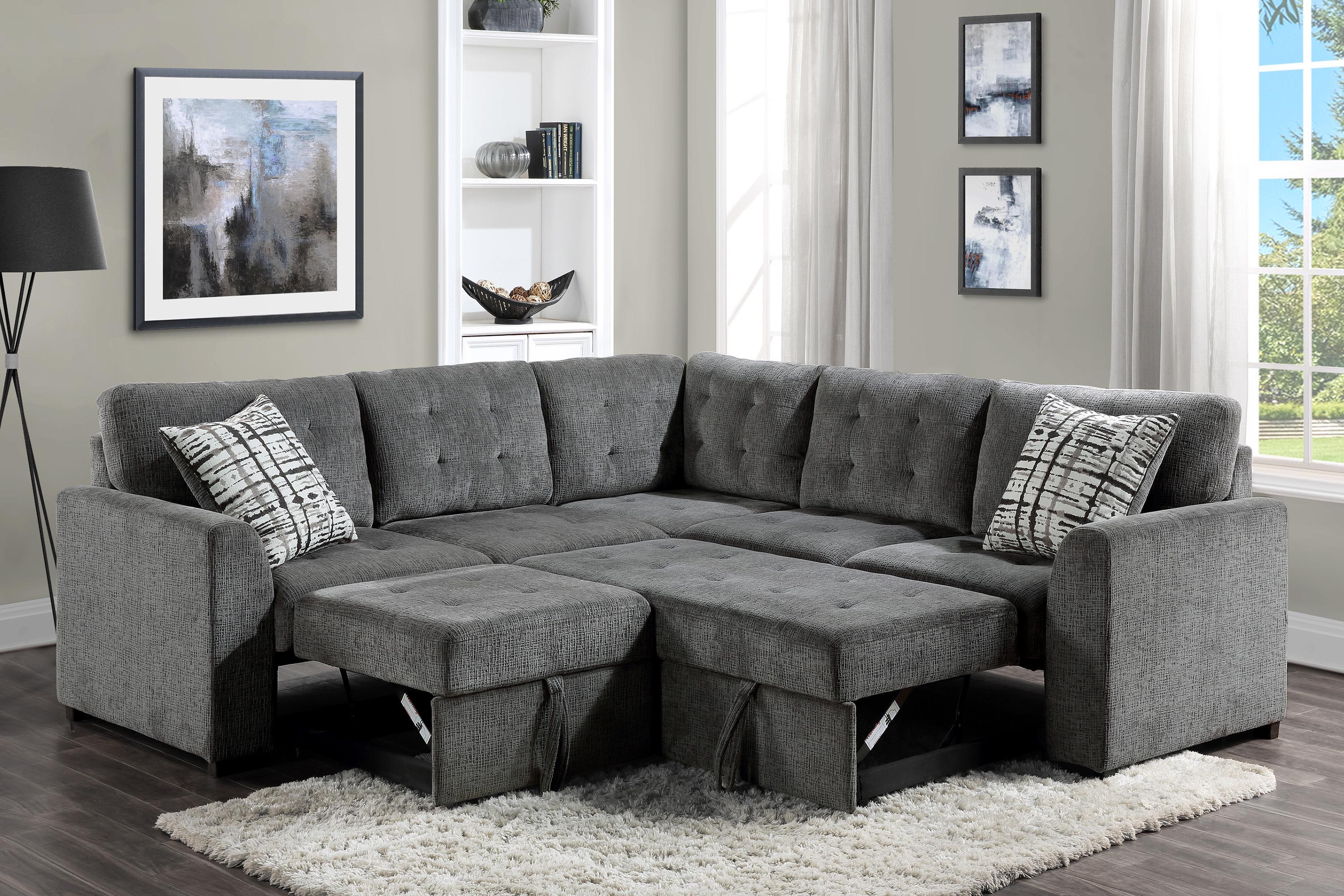 

    
 Shop  Classic Gray Chenille 3-Piece Sectional Homelegance 9311GY*SC Lanning
