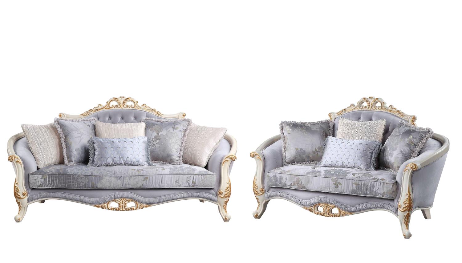 Classic Sofa and Loveseat Set Galelvith LV00254-2pcs in Pink Fabric