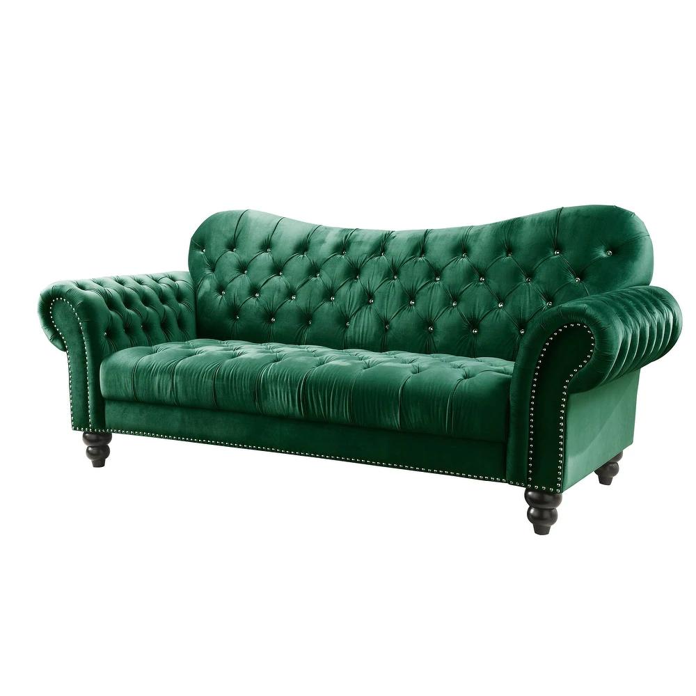 Modern, Classic Sofa Iberis 53400 in Green Velvet