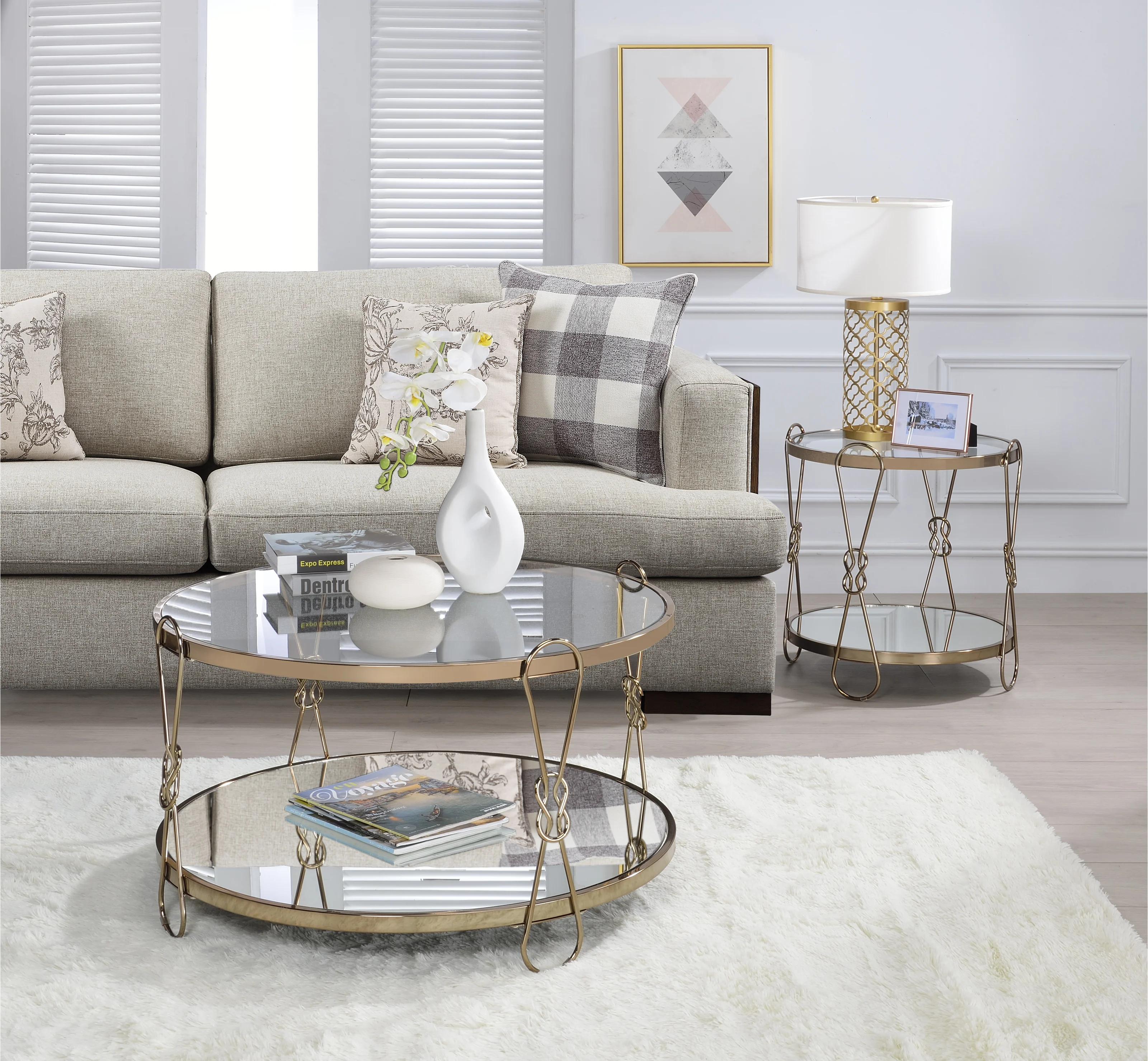Classic Coffee Table and 2 End Tables Zekera 83940-3pcs in Champagne 