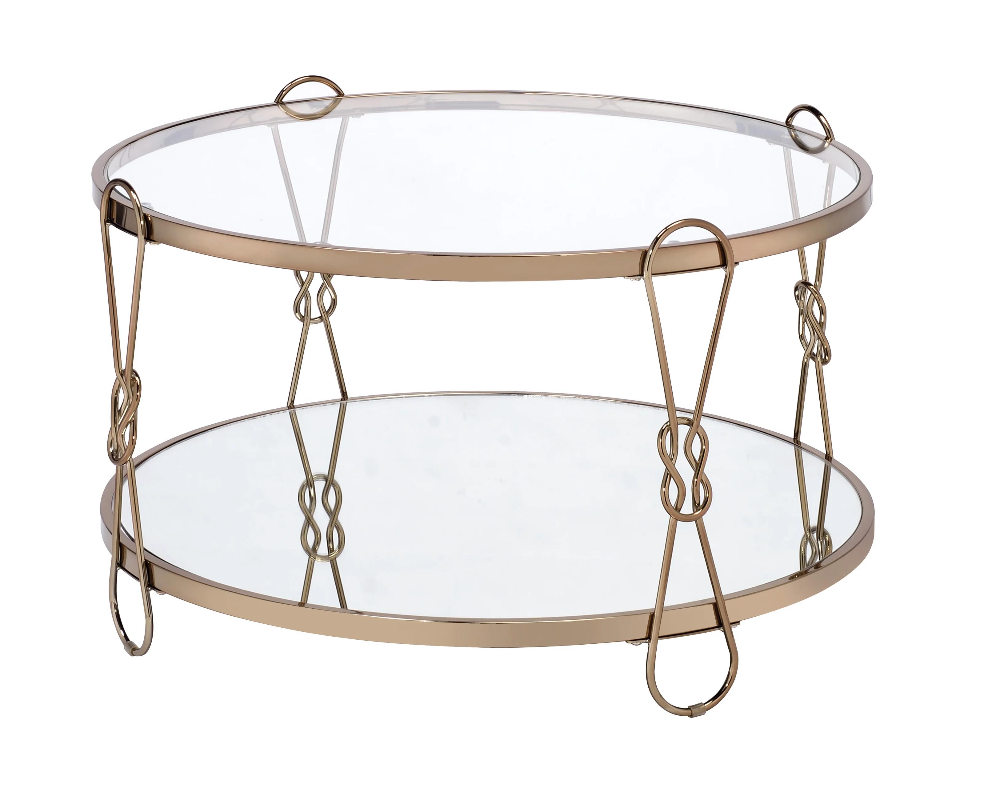 

    
Classic Metal Champagne & Mirrored Coffee Table by Acme Zekera 83940
