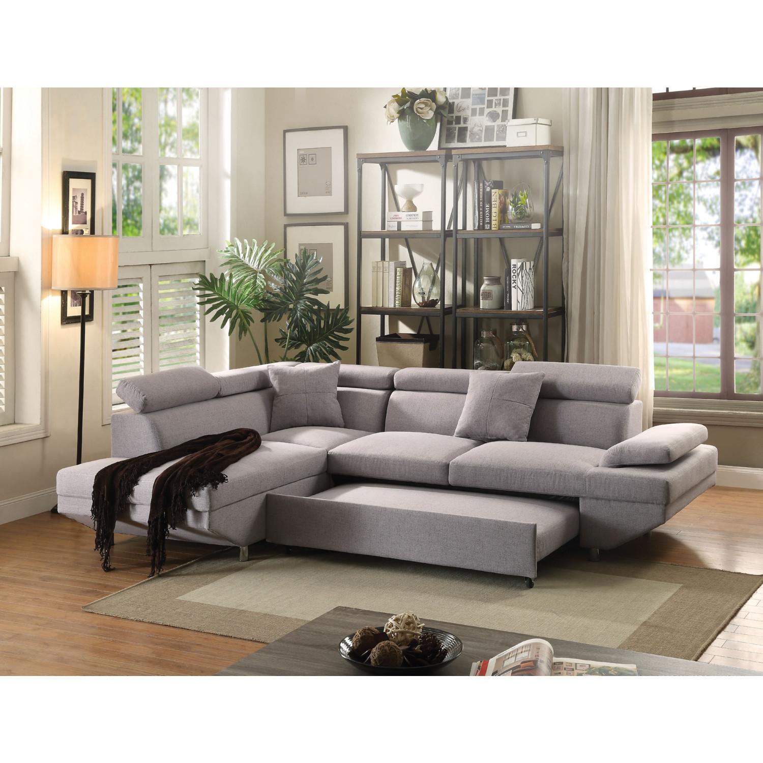 Modern, Classic Sectional Sofa Jemima 52990-3pcs in Gray Fabric