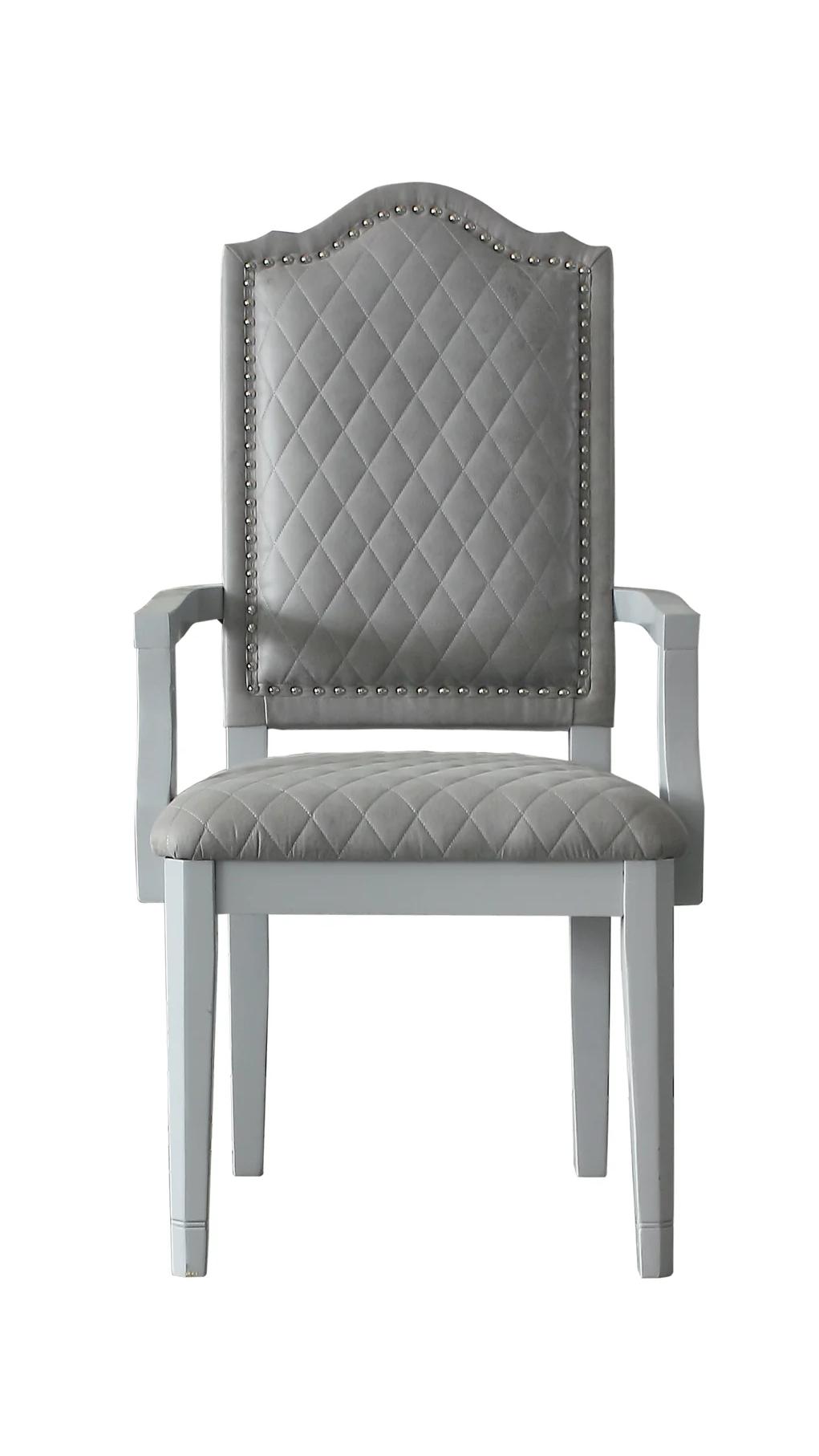 

    
Classic Pearl Gray 2 Arm Dining Chairs by Acme House Marchese 68863-2pcs
