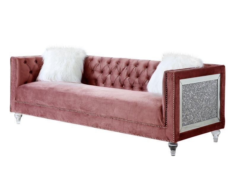 

    
Classic Pink Velvet Sofa + Loveseat by Acme Heibero II LV00327-2pcs
