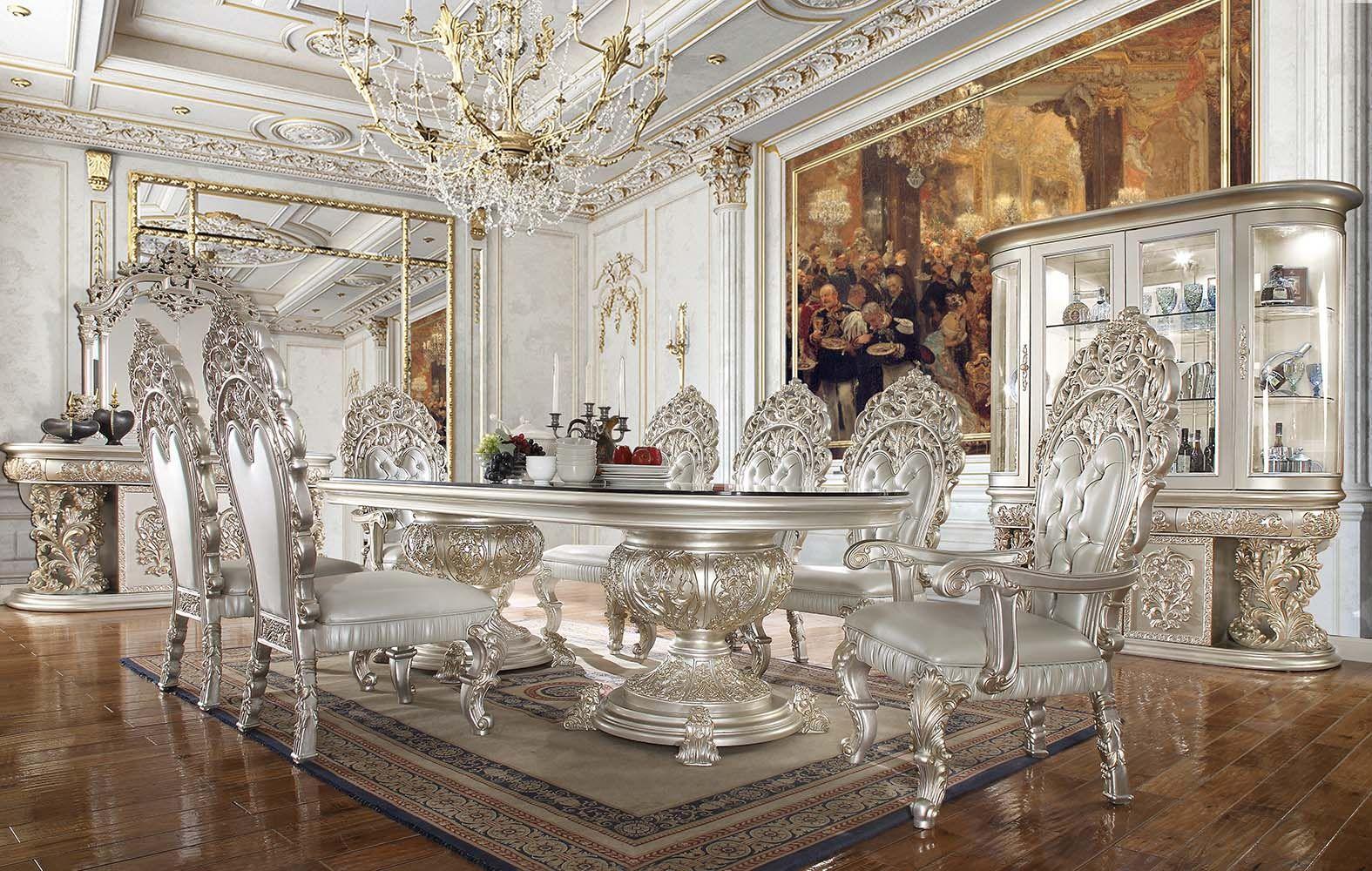 Classic Dining Room Set Sandoval Dining Room Set 10PCS DN01494-S-10PCS DN01494-S-10PCS in Silver PU