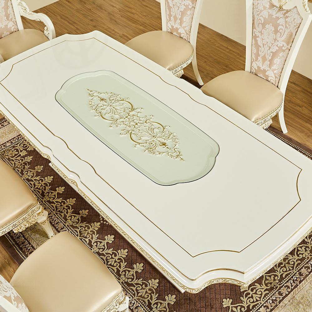 

    
Classic White & Gold Wood Dining Room Set 12Pcs Homey Design HD-1882
