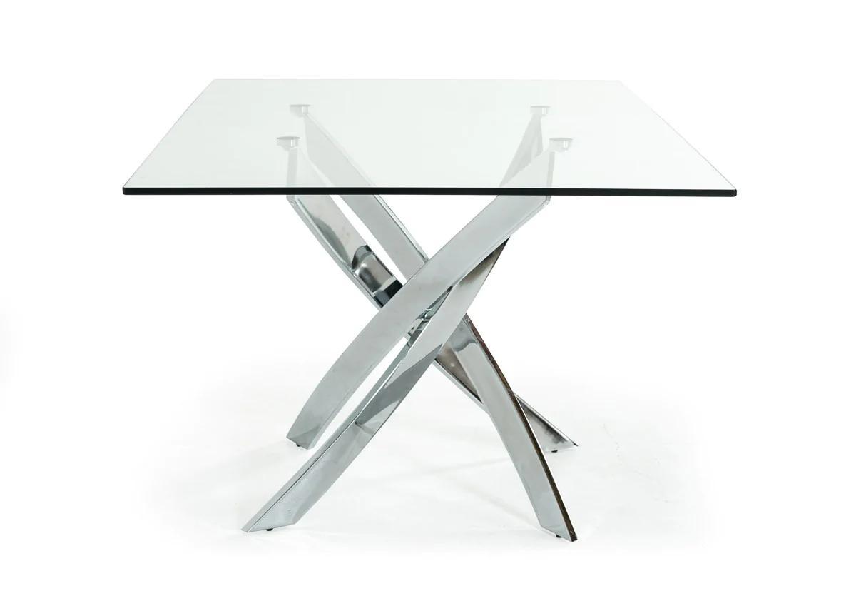 

    
Clear Glass & Chrome Rectangular Dining Table by VIG Modrest Pyrite
