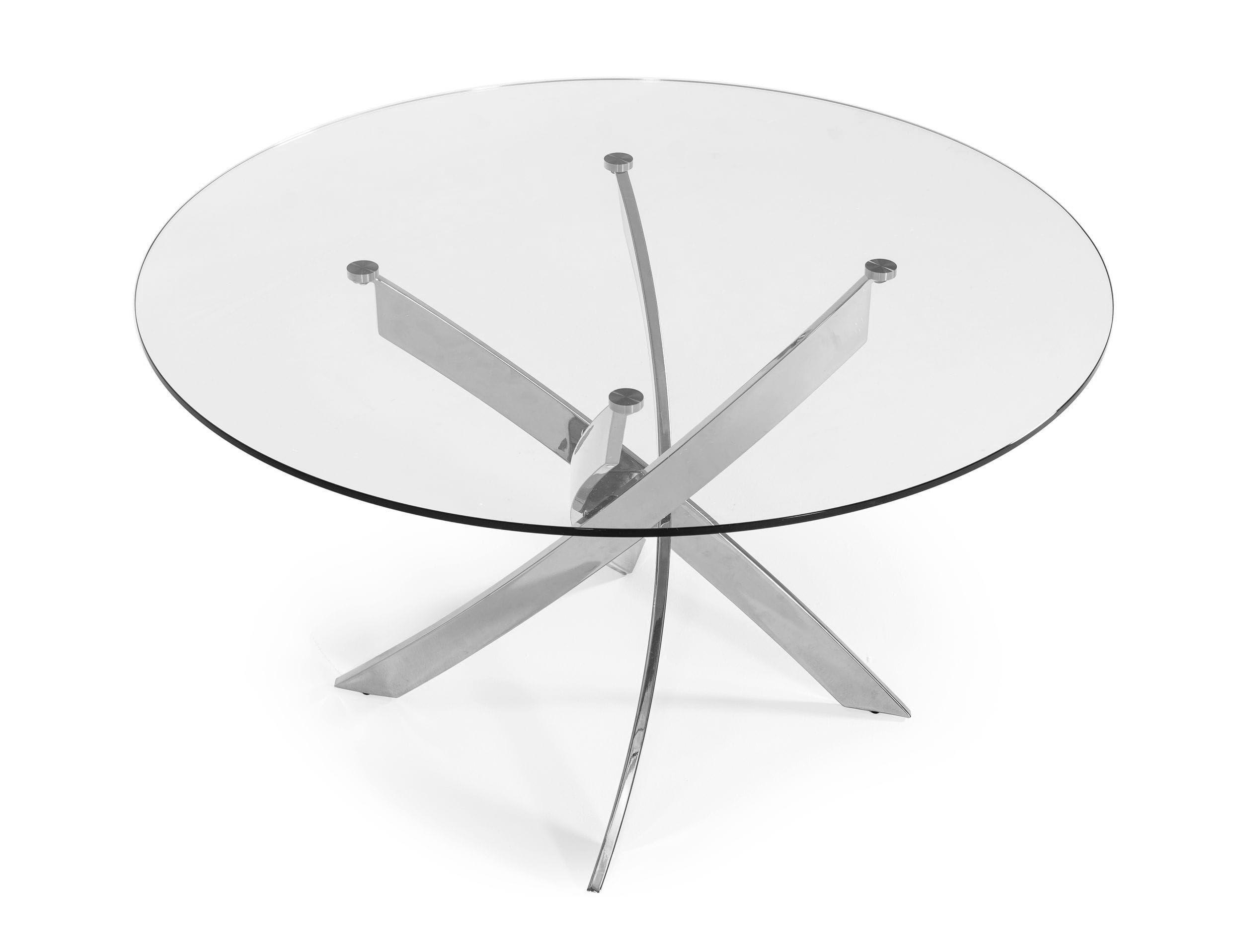 

    
Clear Glass & Chrome Round Dining Table by VIG Modrest Pyrite
