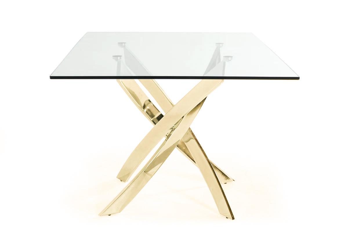 

    
Clear Glass & Gold Rectangular Dining Table by VIG Modrest Pyrite
