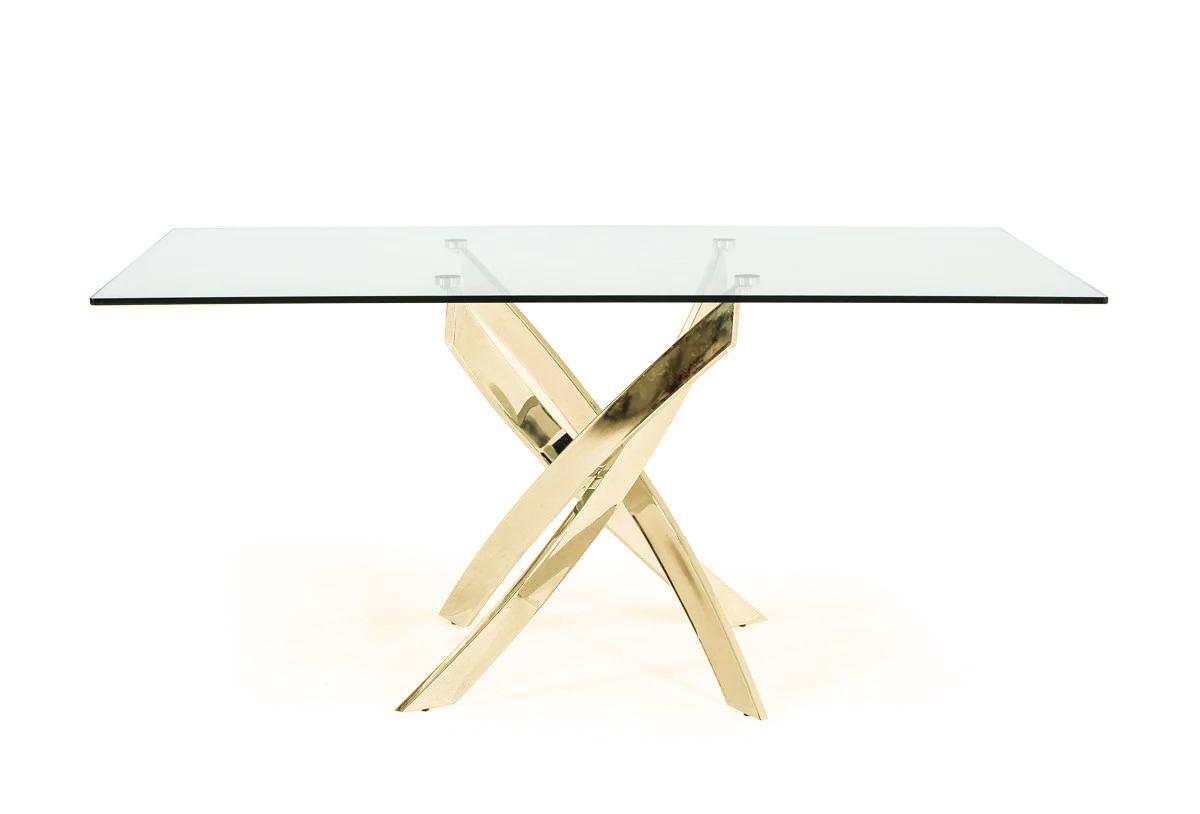 

    
Clear Glass & Gold Rectangular Dining Table by VIG Modrest Pyrite
