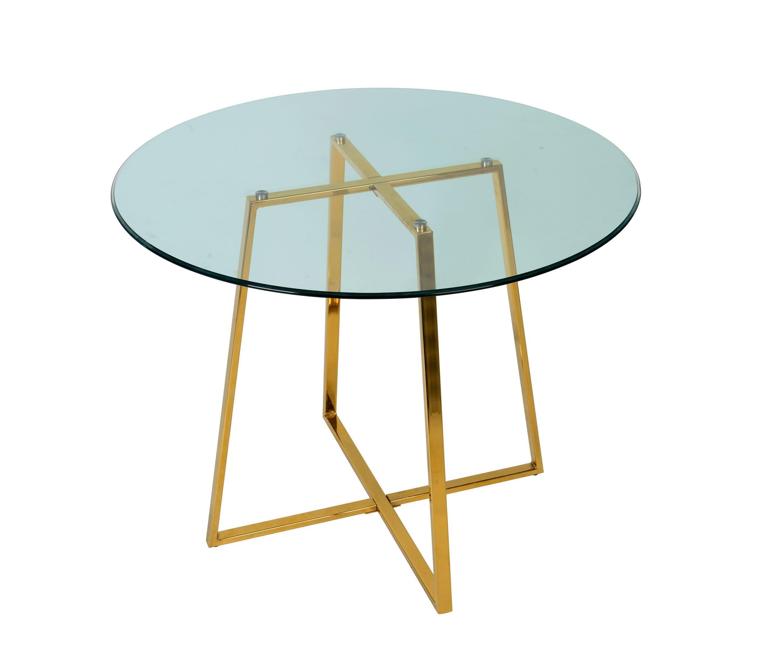 

    
Clear Glass & Gold Round Dining Table by VIG Modrest Swain
