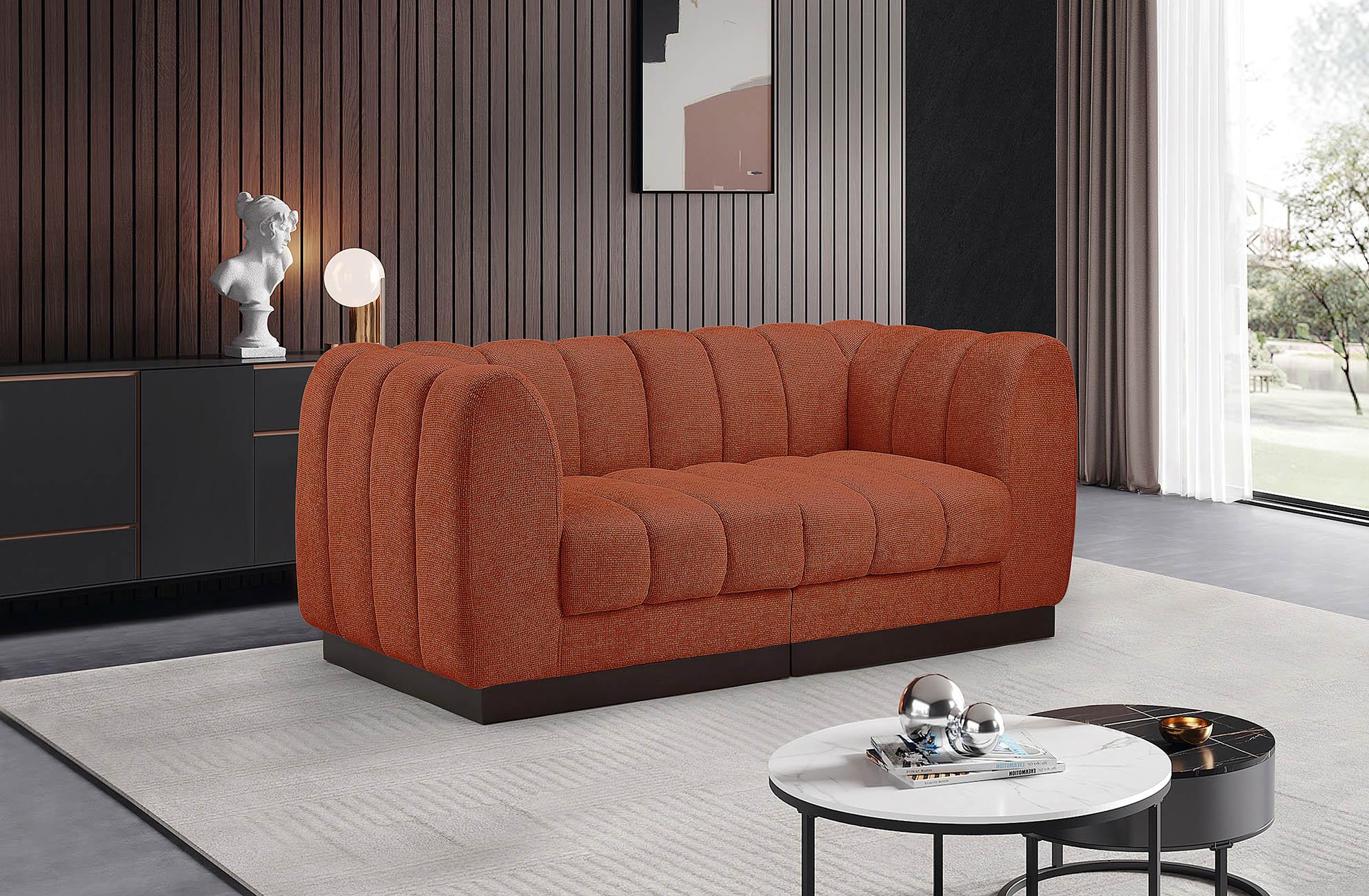 

    
Cognac Chenille Modular Sofa QUINN 124Cognac-S69 Meridian Contemporary Modern
