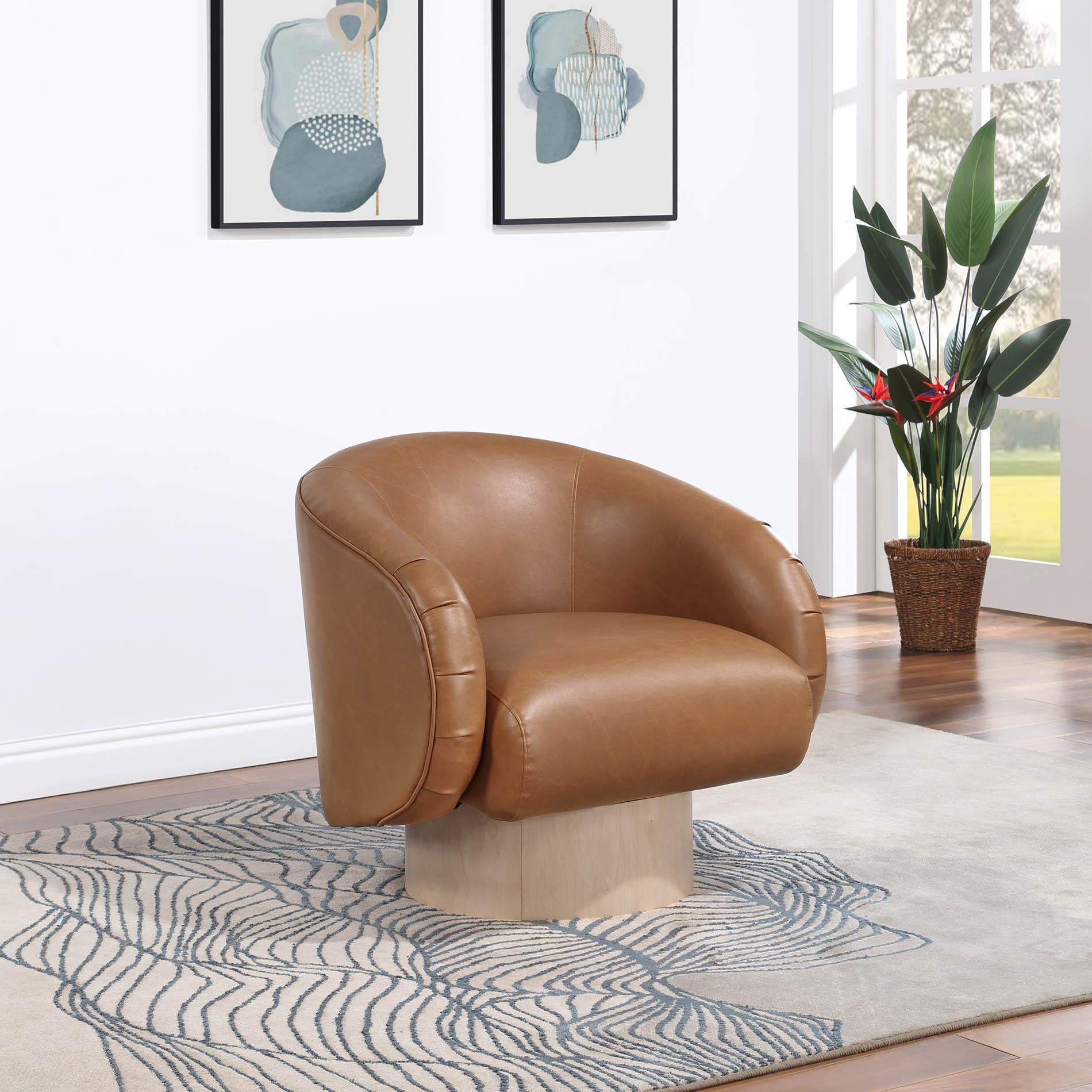 

        
Meridian Furniture GIBSON 484Cognac-Set Swivel Chair Set Cognac Faux Leather 094308302331
