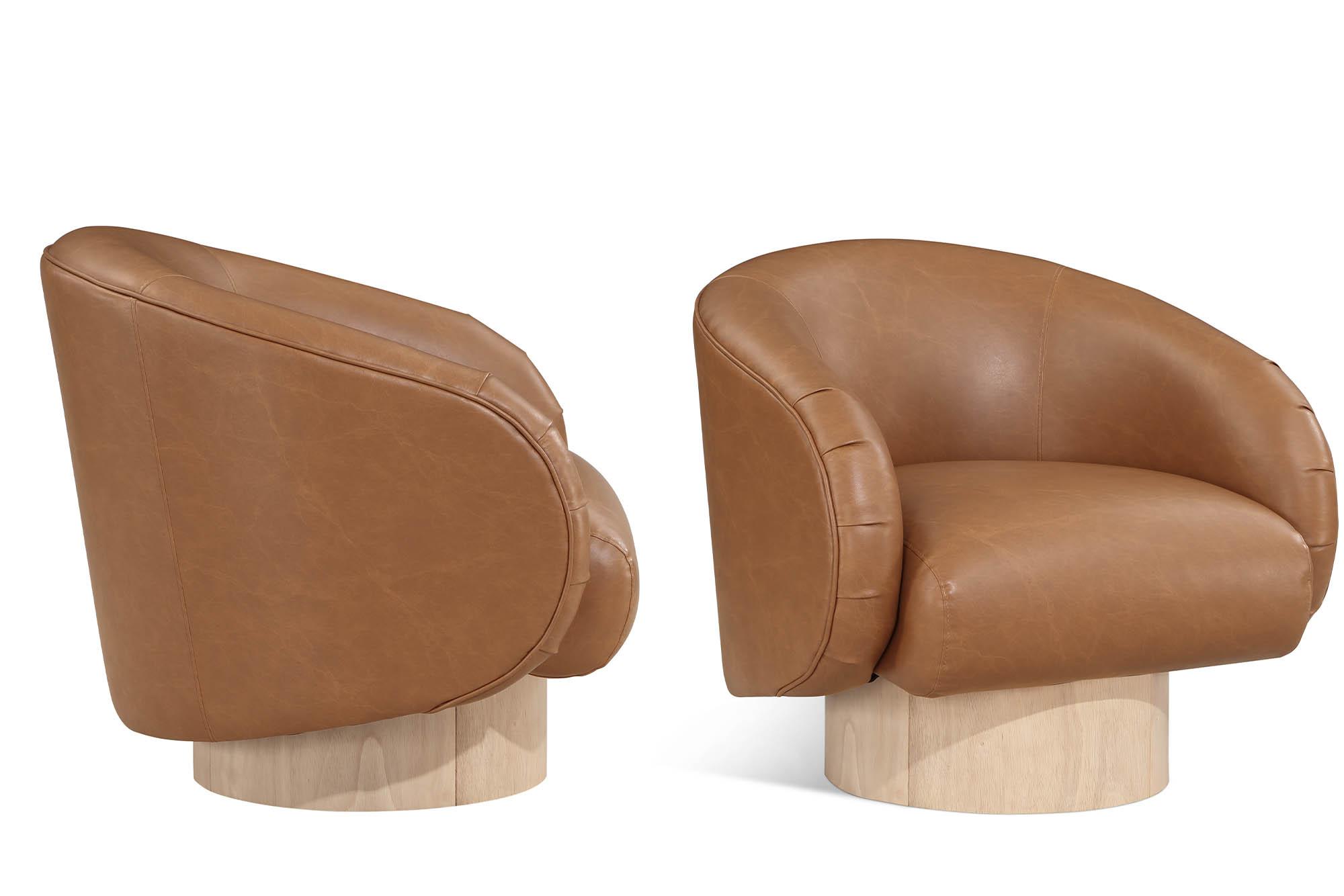 

    
Cognac Faux Leather Swivel Accent Chair Set 2Pc GIBSON 484Cognac Meridian Modern
