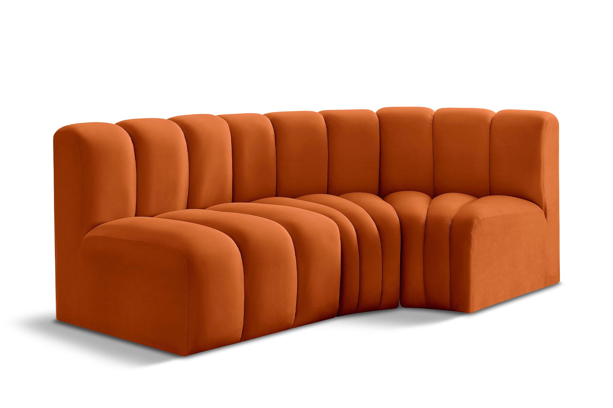 Contemporary, Modern Modular Sectional Sofa ARC 103Cognac-S3A 103Cognac-S3A in Cognac Velvet