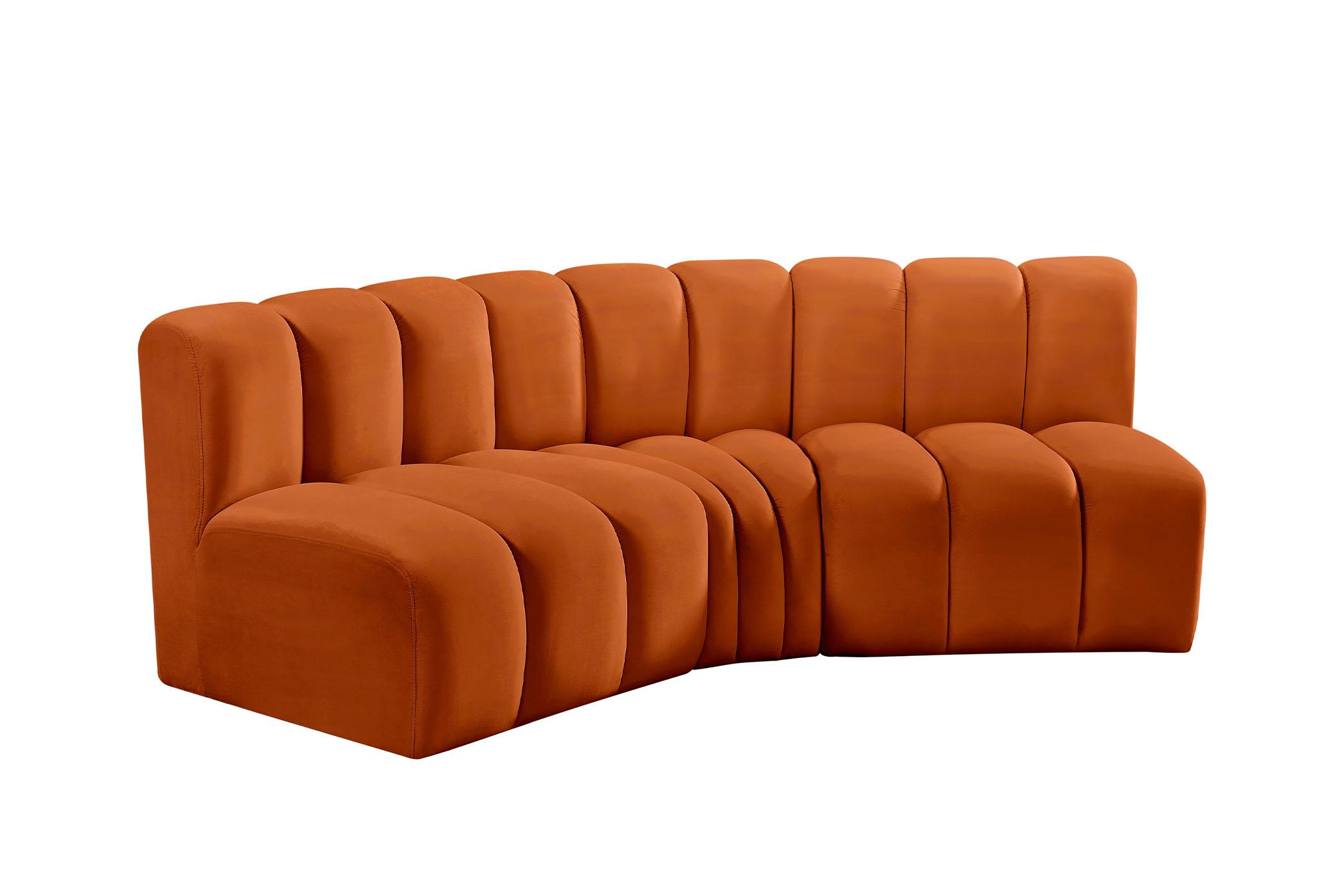 Contemporary, Modern Modular Sectional Sofa ARC 103Cognac-S3B 103Cognac-S3B in Cognac Velvet