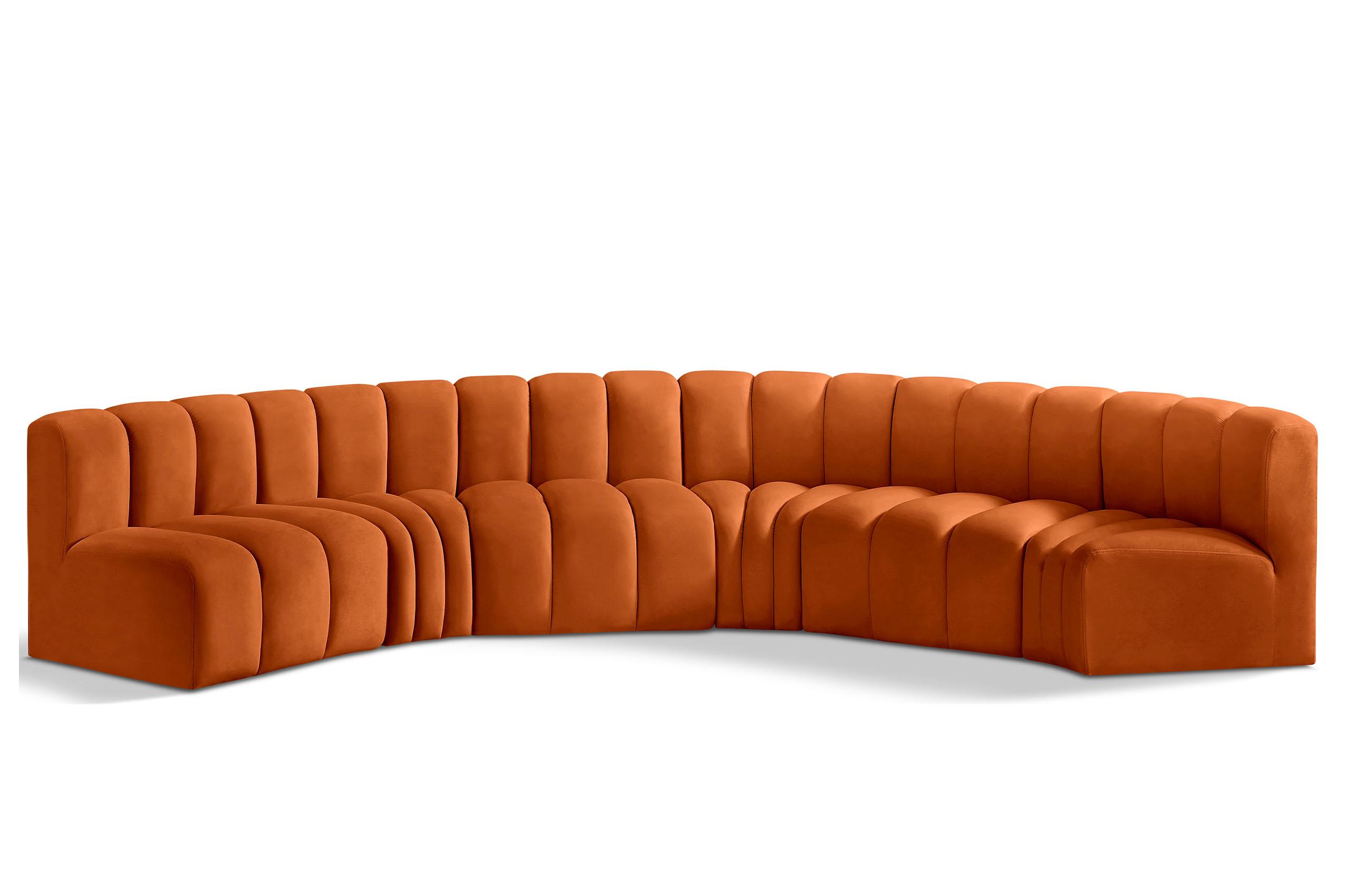Contemporary, Modern Modular Sectional Sofa ARC 103Cognac-S6B 103Cognac-S6B in Cognac Velvet