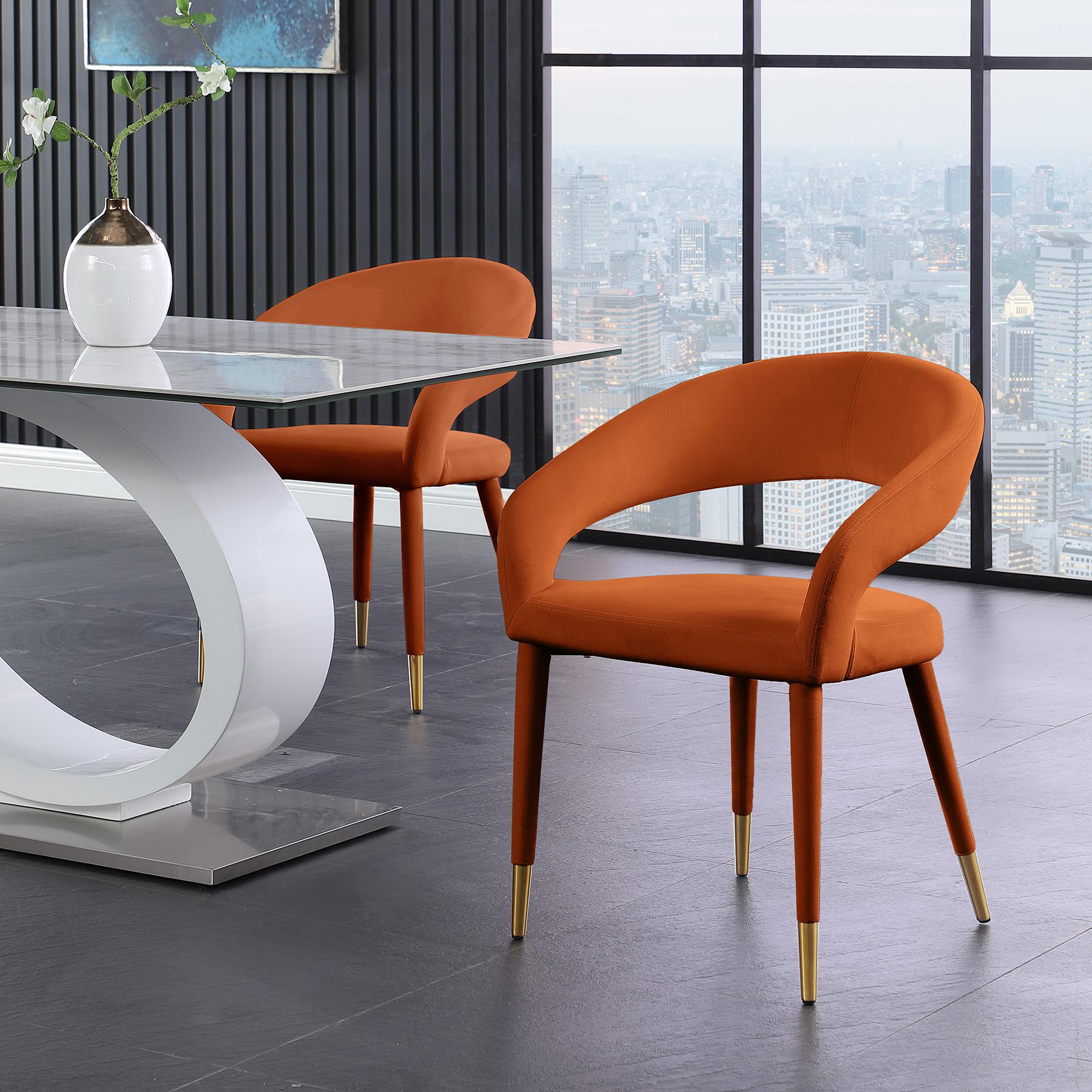 

        
Meridian Furniture DESTINY 537Cognac-C Dining Chair Set Cognac/Gold Velvet 094308263595
