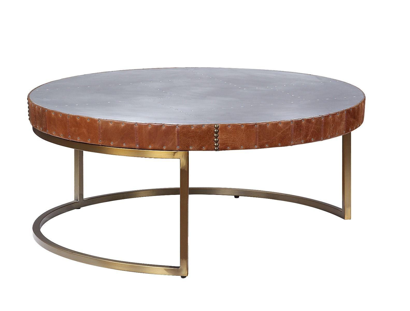 Contemporary Nesting Tables Tamas 84885 in Cocoa Top grain leather