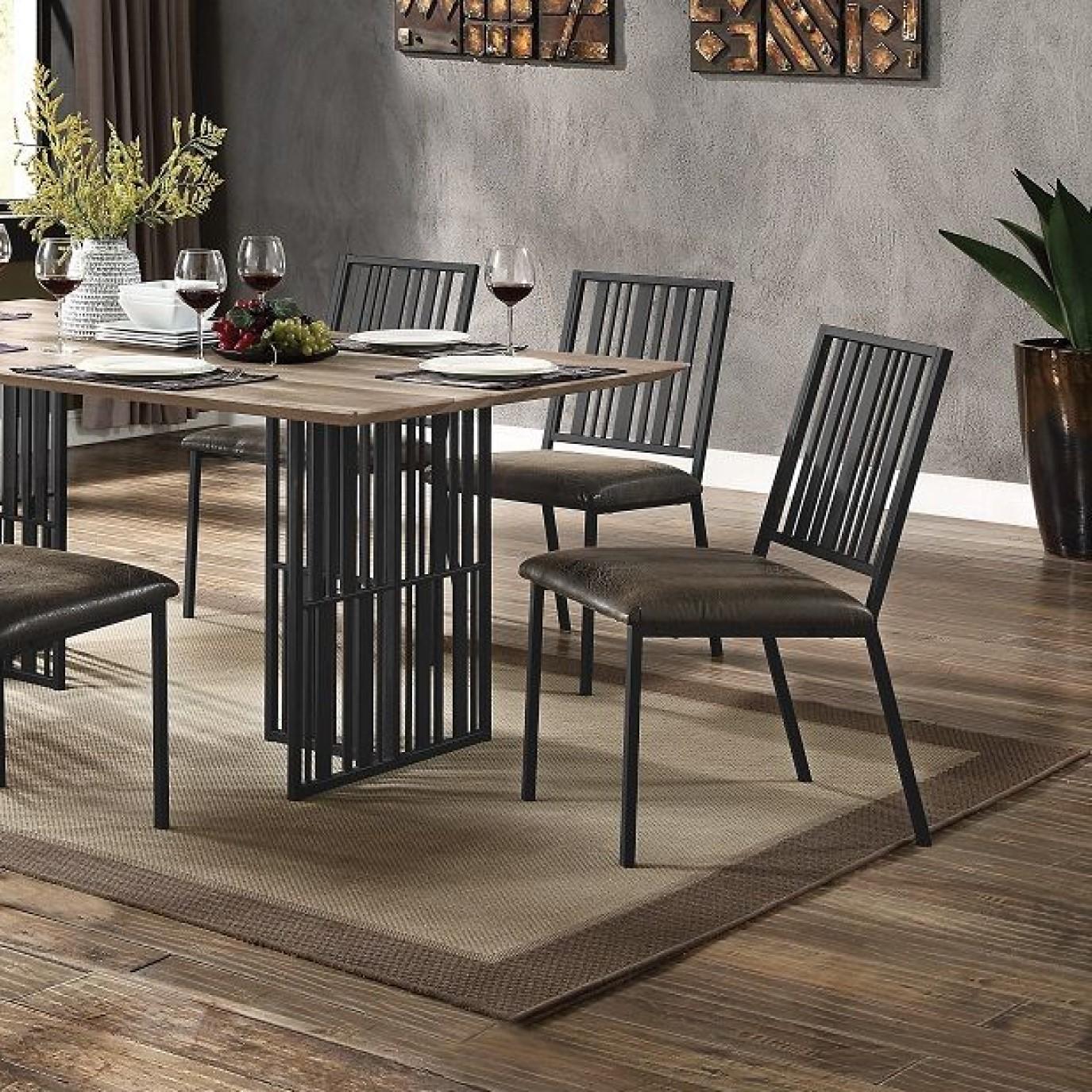 

    
Contemporary Antique Oak/Black Composite Wood Dining Room Set 8PCS Acme Zudora DN01757-T-8PCS
