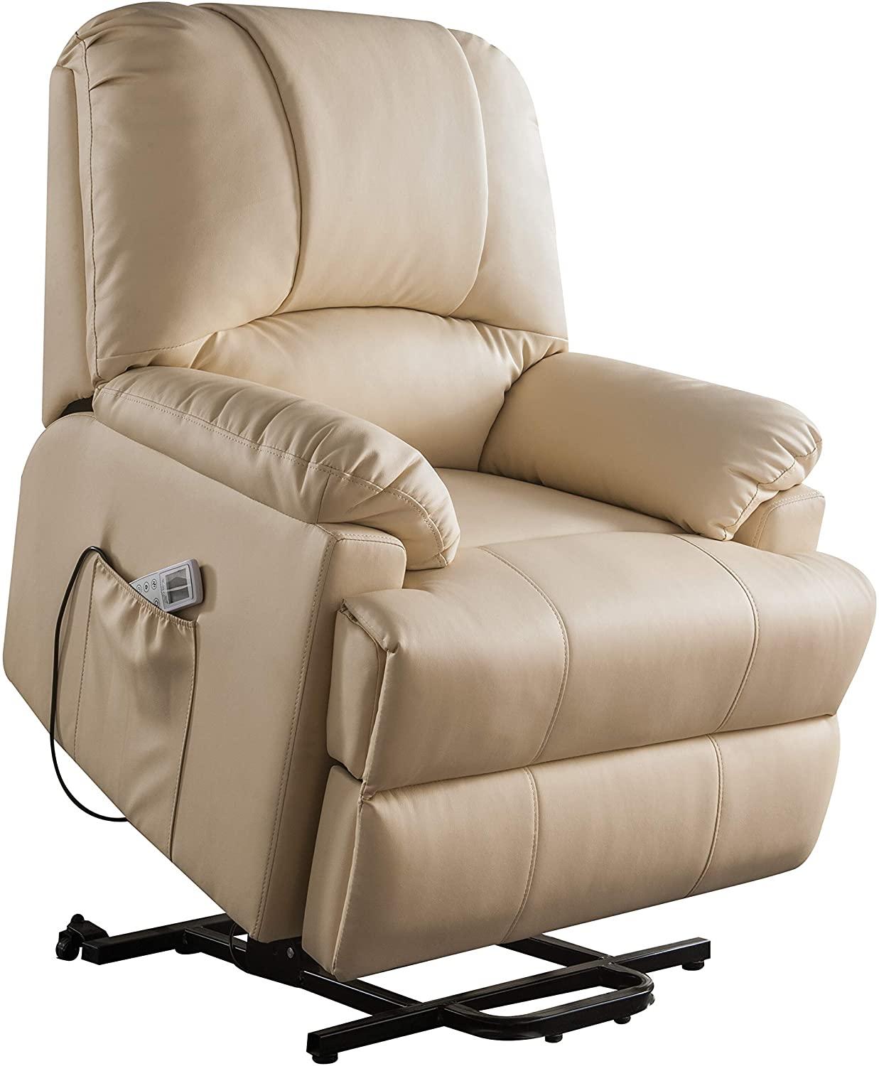 

    
Contemporary Beige Faux Leather PU Recliner  by Acme Ixora 59286
