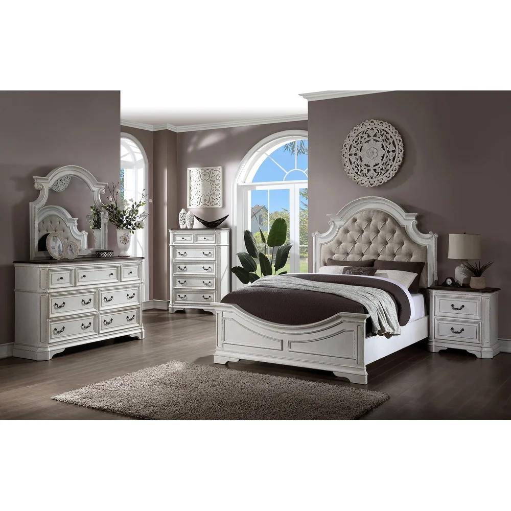 

                    
Acme Furniture Florian Easter King Bed Antique White Upholstered Purchase 
