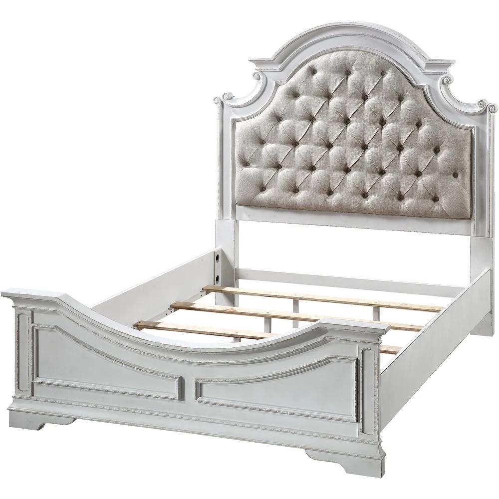 

                    
Acme Furniture Florian Bedroom Set Antique White Upholstered Purchase 
