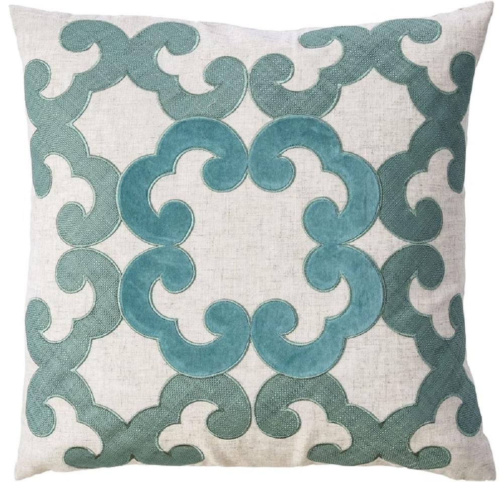 Contemporary Throw Pillow PL8005 Lily PL8005 in Teal, Beige 