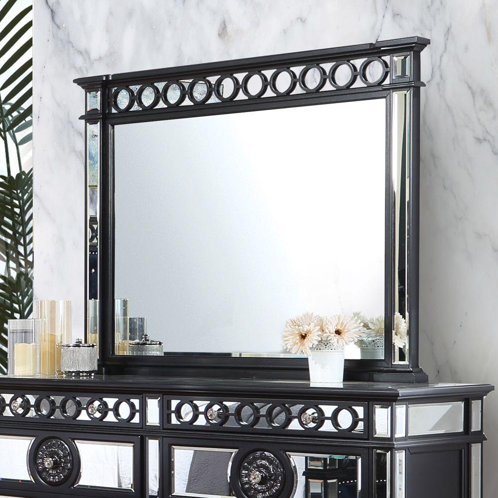 

    
Contemporary Black and Silver Composite Wood Dresser With Mirror Acme Varian II BD00587-D-2PCS
