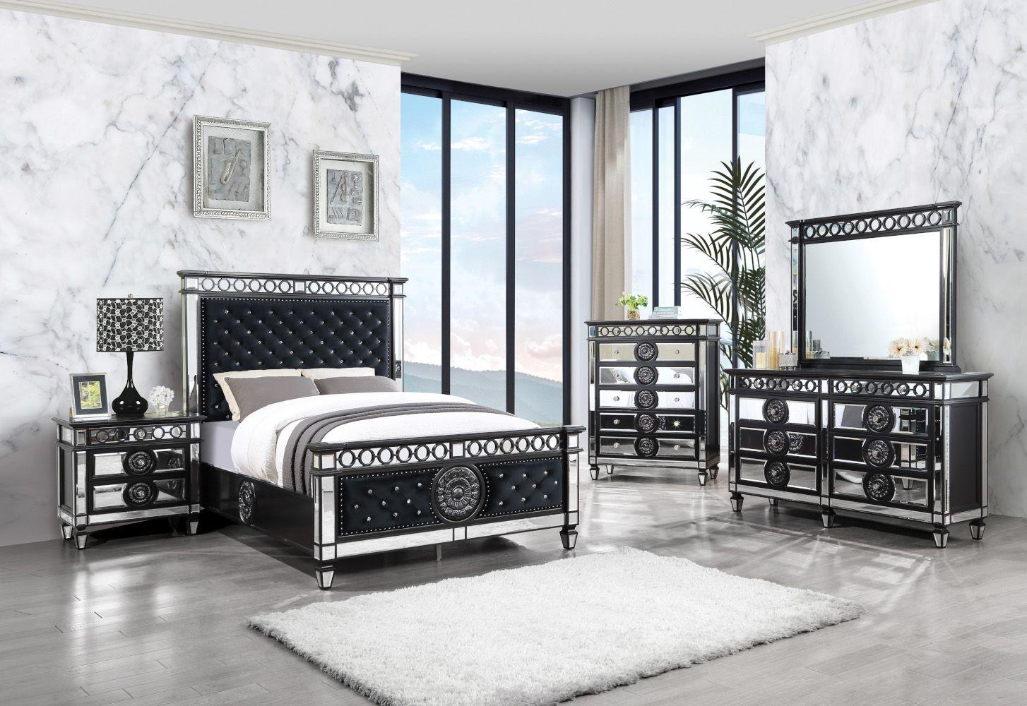 Contemporary Dresser With Mirror Varian II Dresser With Mirror BD00587-D-2PCS BD00587-D-2PCS in Silver, Black 