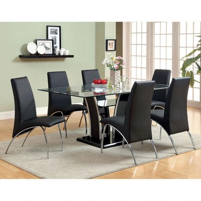 

    
Contemporary Black & Chrome Dining Room Set 5pcs Furniture of America Glenview & Wailoa
