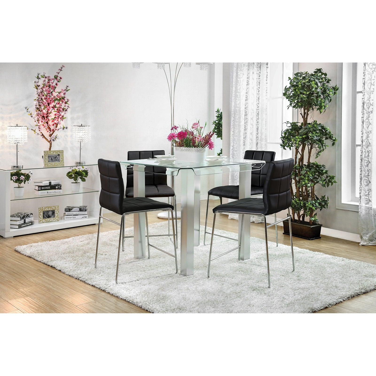 Contemporary Counter Dining Set CM3362PT-Set-5 Richfield & Kona CM3362PT-5PC in White, Black Leatherette
