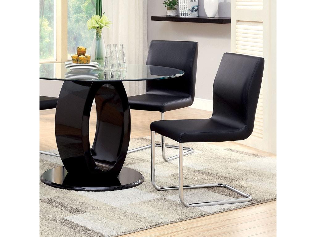 Contemporary Dining Chair Set CM3825BK-SC-2PK Lodia CM3825BK-SC-2PK in Black Leatherette