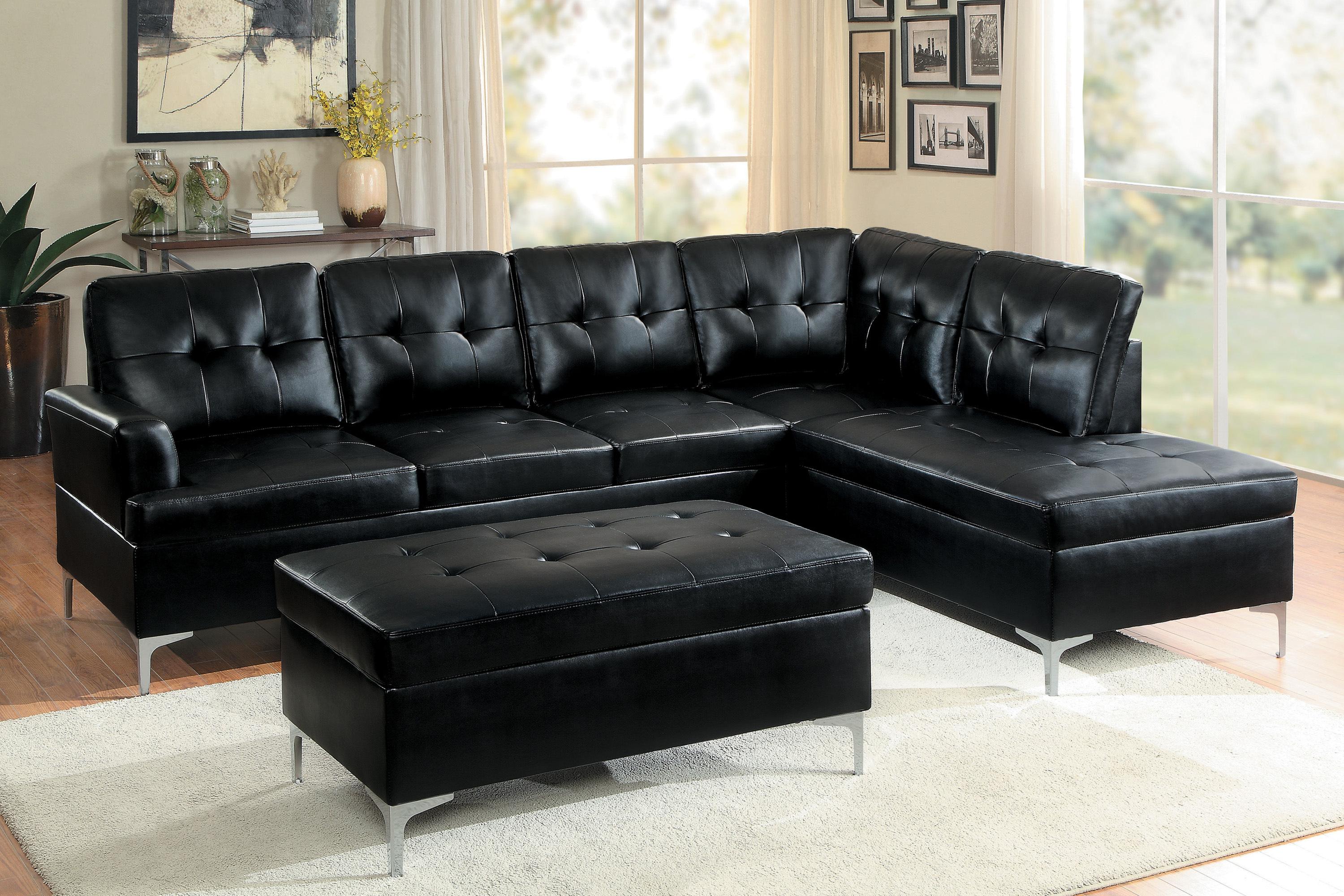 

                    
Buy Contemporary Black Faux Leather 2-Piece Sectional w/Ottoman Homelegance 8378BLK*3 Barrington
