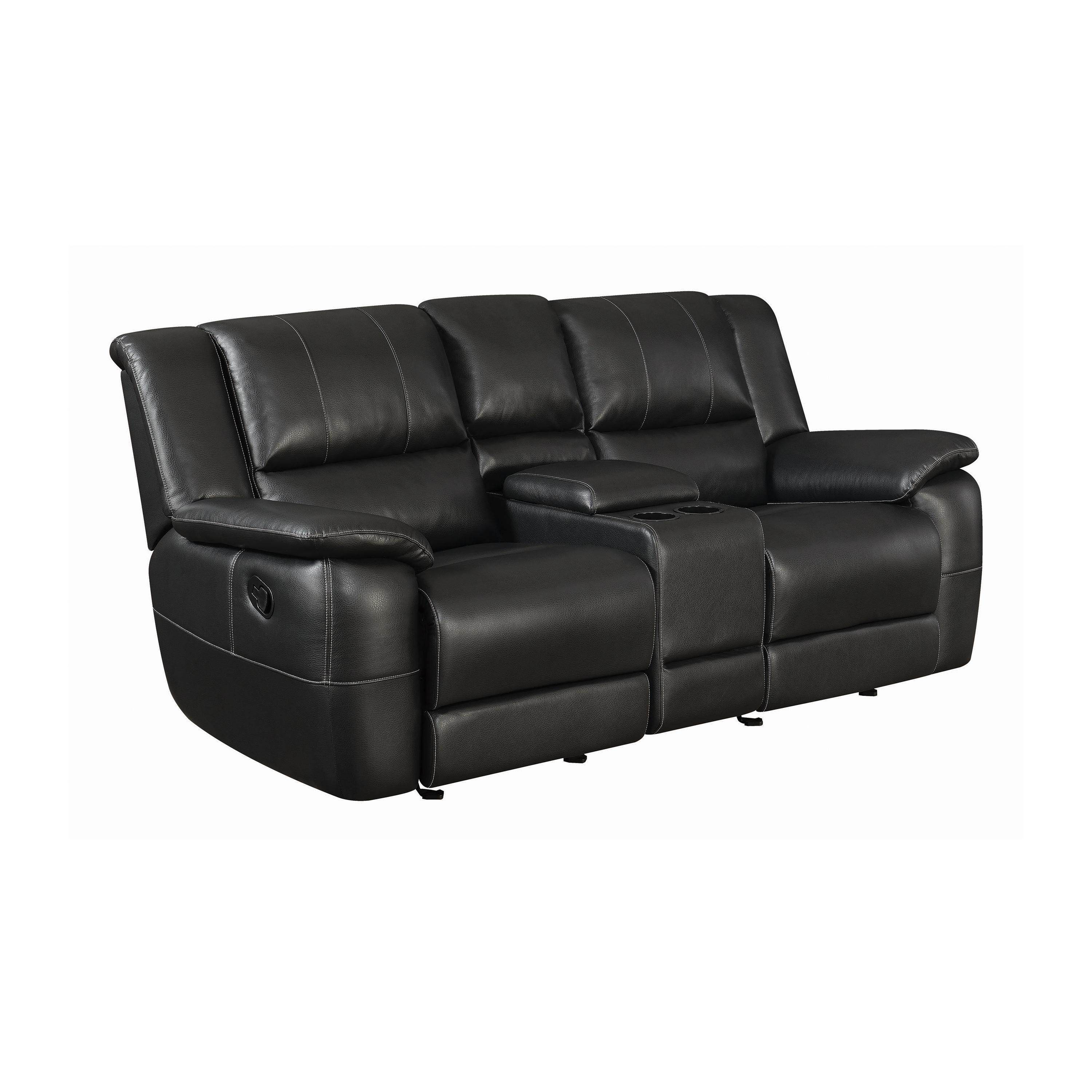 

    
 Photo  Contemporary Black Faux Leather Living Room Set 2pcs Coaster 601061-S2 Lee
