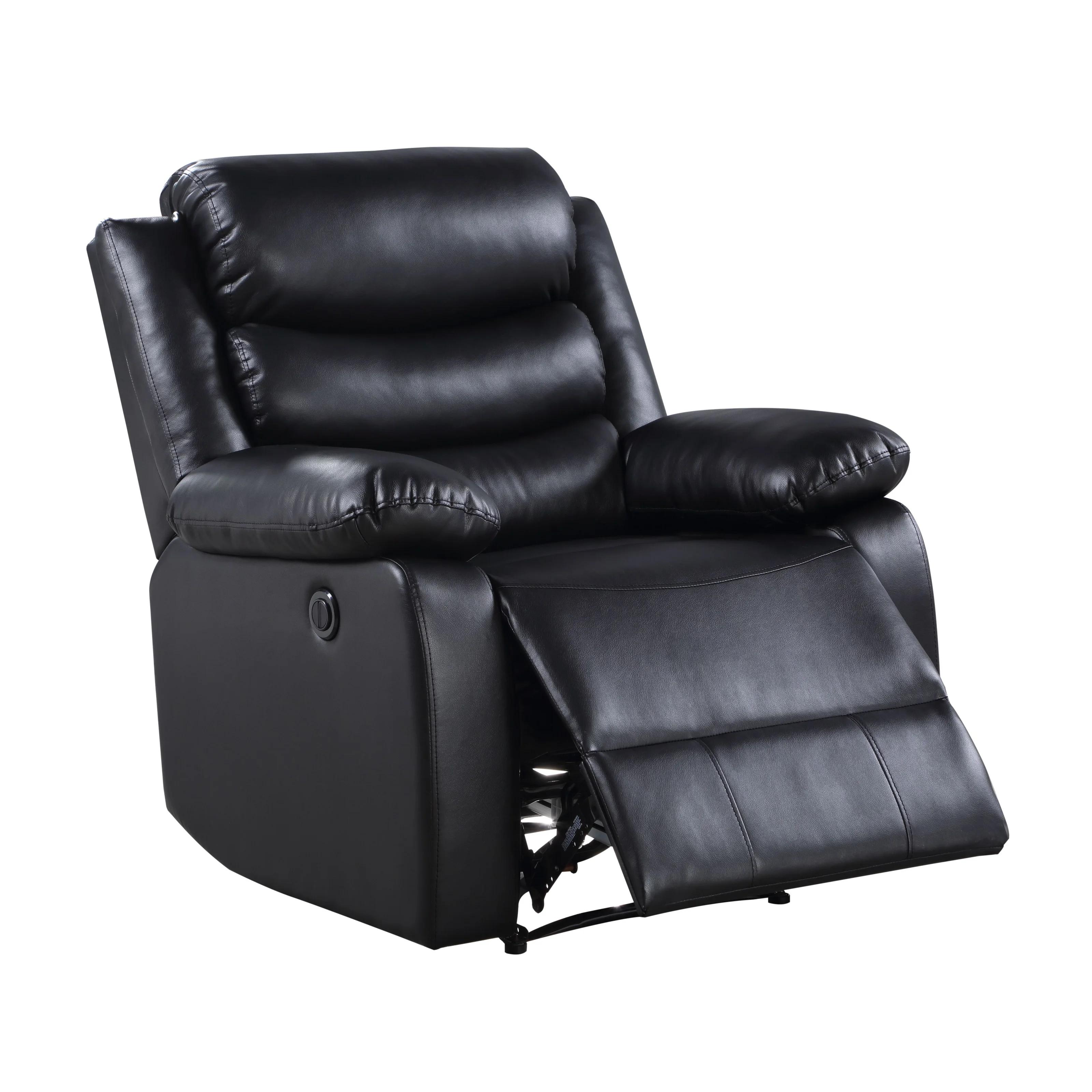 

    
Contemporary Black Faux Leather PU Recliner by Acme Eilbra 56910
