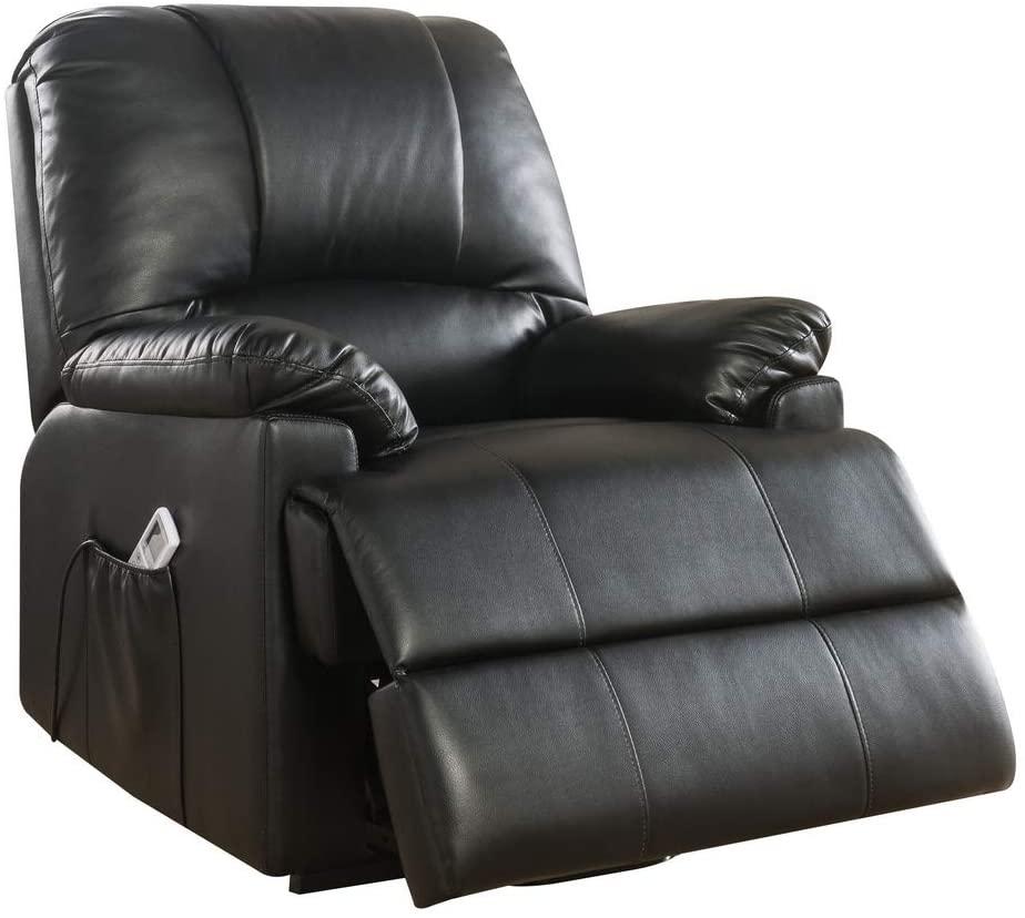 

    
Contemporary Black Faux Leather PU Recliner  by Acme Ixora 59285
