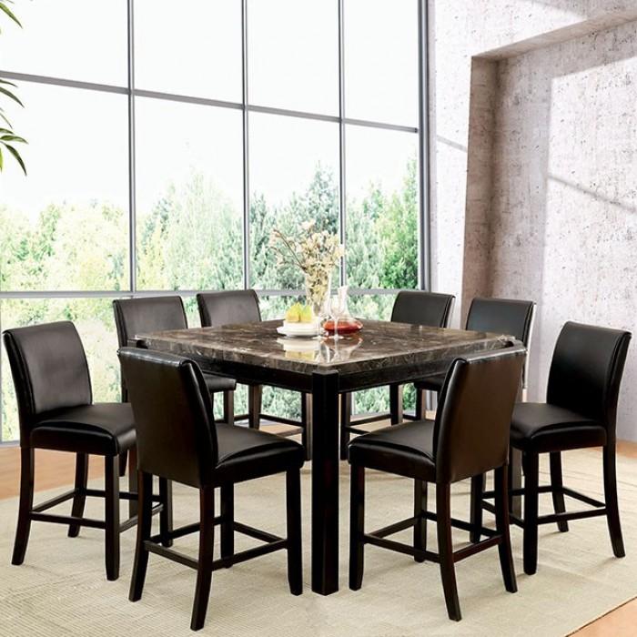 

    
Contemporary Black Genuine Marble Counter Height Table Furniture of America CM3823BK-PT Gladstone
