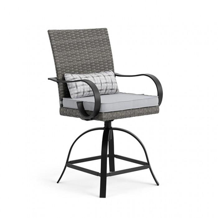 Contemporary Patio Chair Set Arosa Patio Counter Ht. Swivel Arm Chair Set 2PCS GM-2025-2PK GM-2025-2PK in Gray, Black Fabric