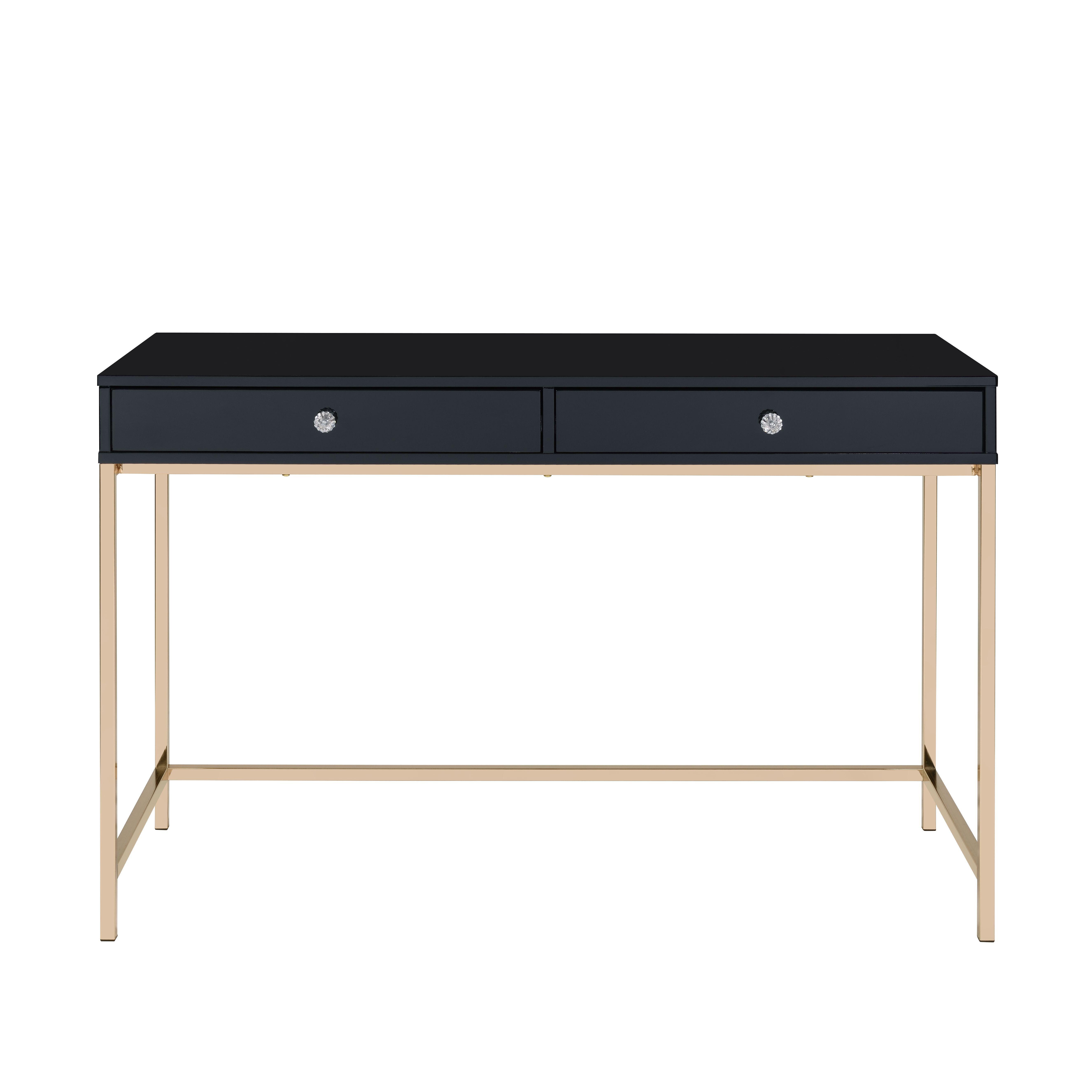 

    
Contemporary Black High Gloss & Gold Finish Desk by Acme 93540 Ottey
