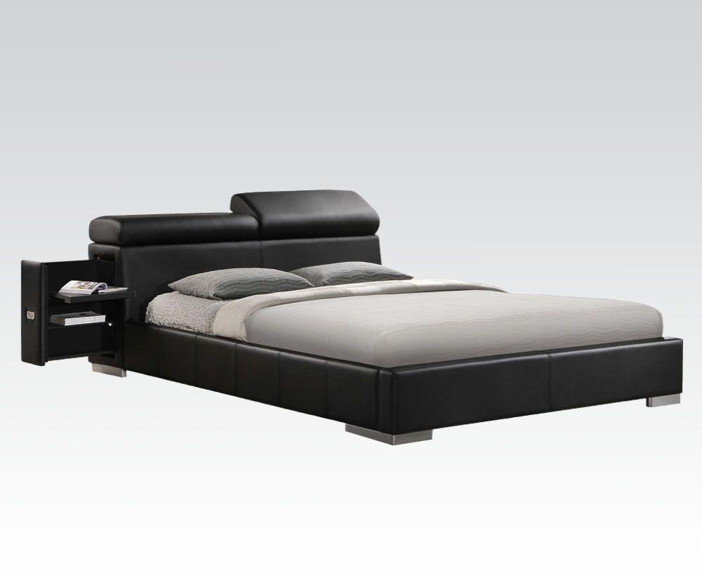 Contemporary Queen Bed Manjot 20750Q in Black PU