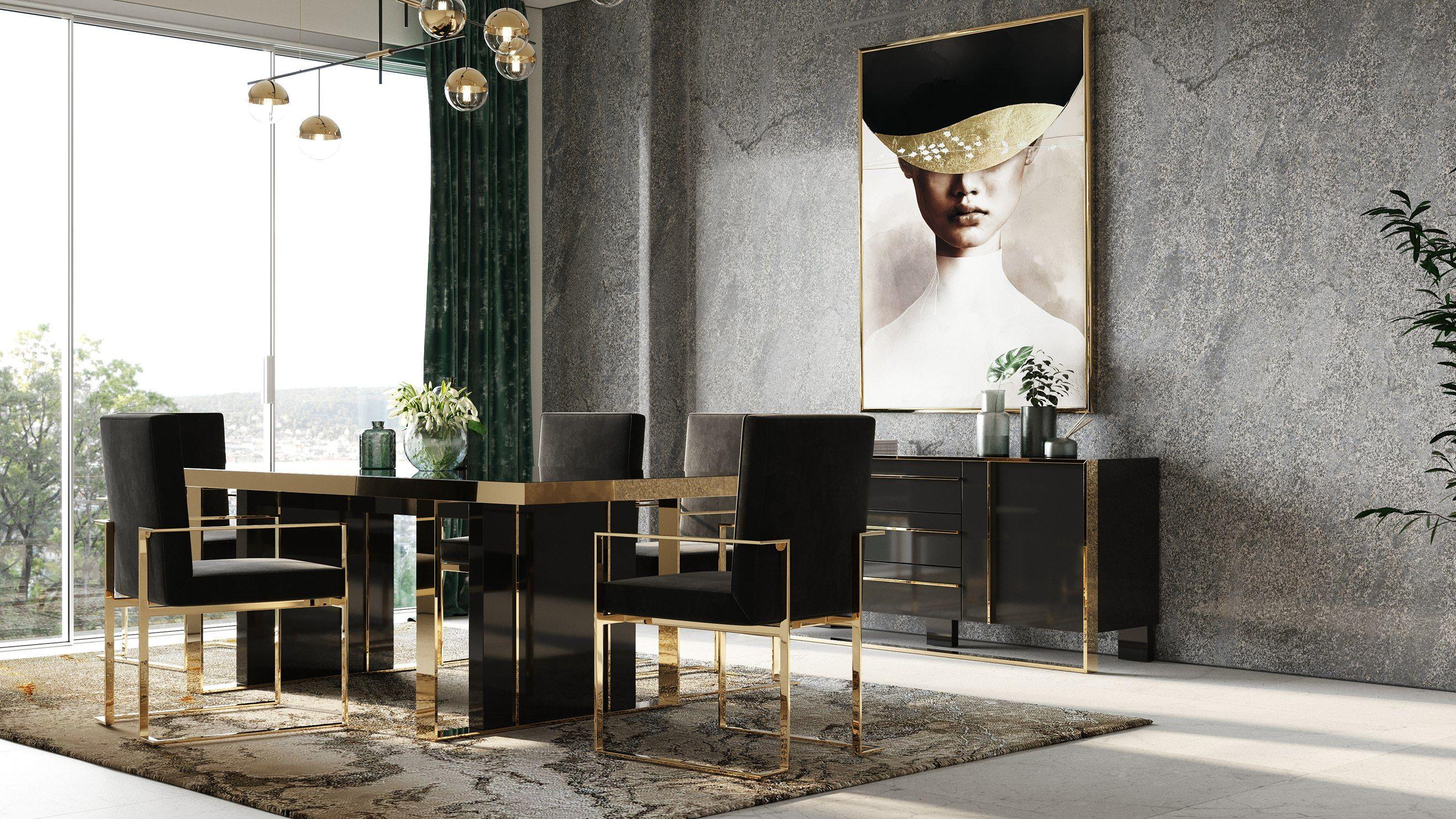 

    
Contemporary Black/Rosegold Stainless Steel Dining Room Set 7PCS VIG Furniture Nova Domus VGVCT-A002
