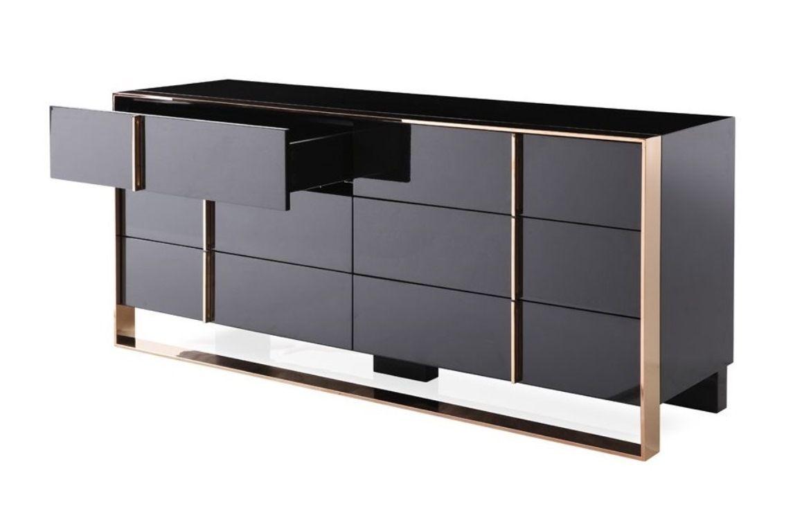Contemporary, Modern Dresser With Mirror Nova Domus Dresser With Mirror 2PCS VGVC-A002-D-2PCS VGVC-A002-D-2PCS in Gold, Black 
