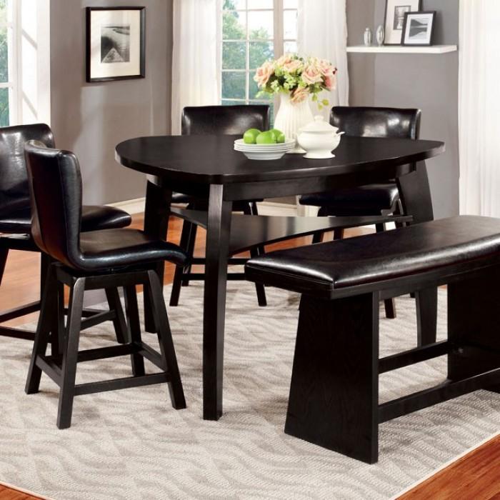 

    
Contemporary Black Solid Wood Counter Room Set 4pcs Furniture of America Hurley
