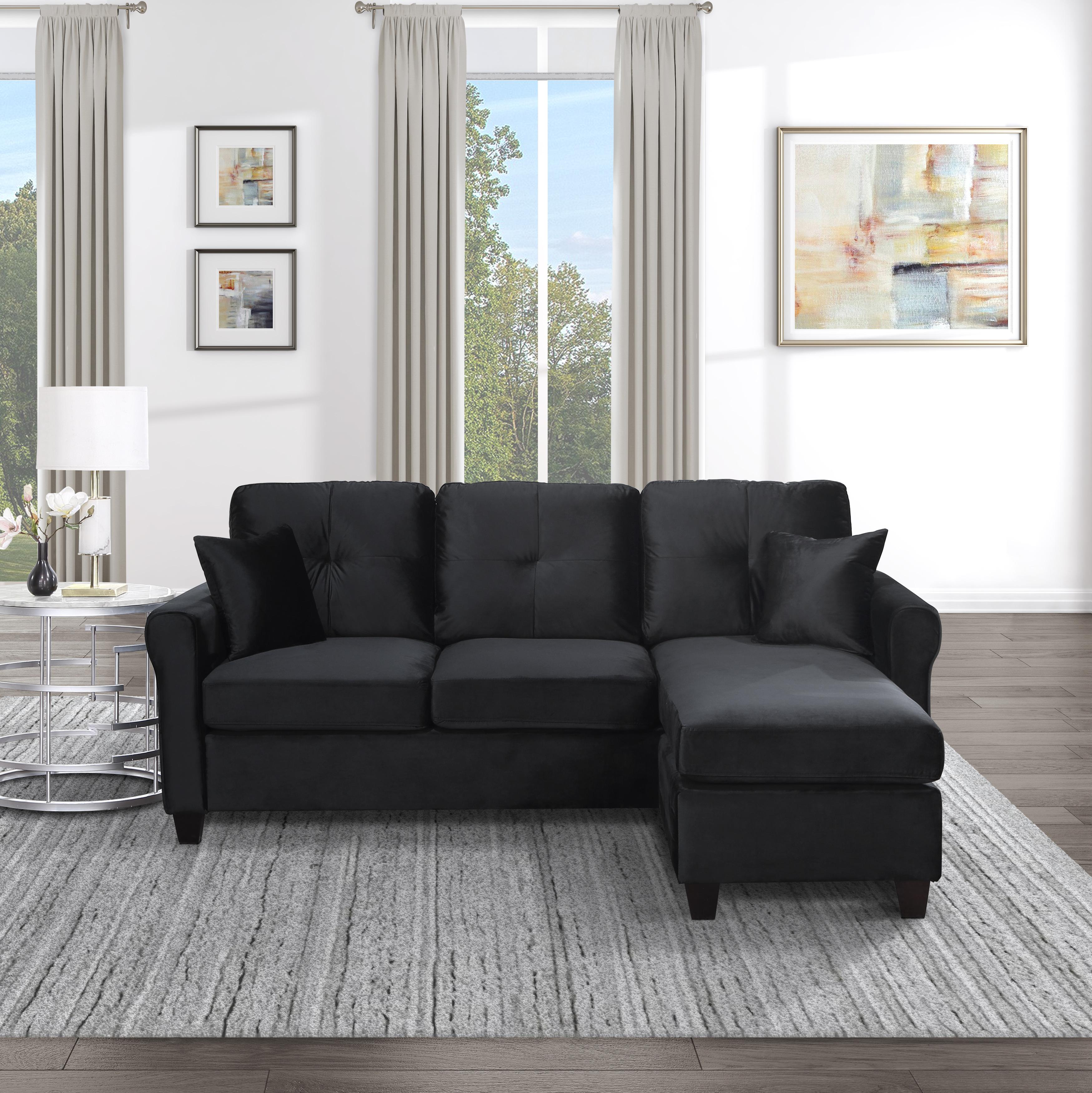 

    
Contemporary Black Solid Wood Reversible Sofa Chaise Homelegance 9411BK-3SC Monty
