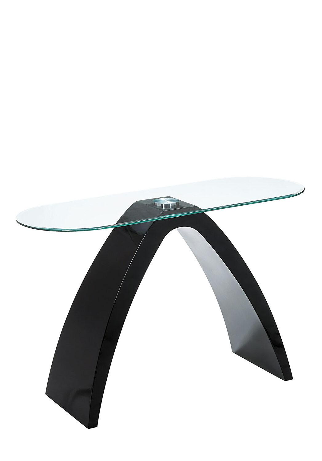 

    
Contemporary Black Tempered Glass Top Sofa Table Furniture of America FOA4042BK-S Nahara
