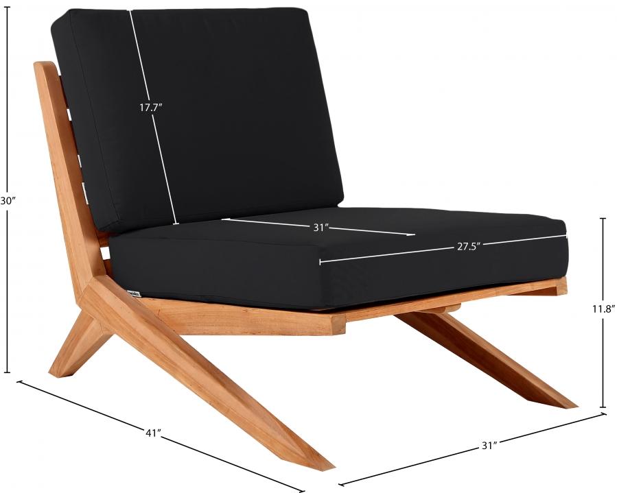 

    
 Shop  Contemporary Black Wood Fabric Patio Chair Meridian Furniture Tahiti 351Black-C
